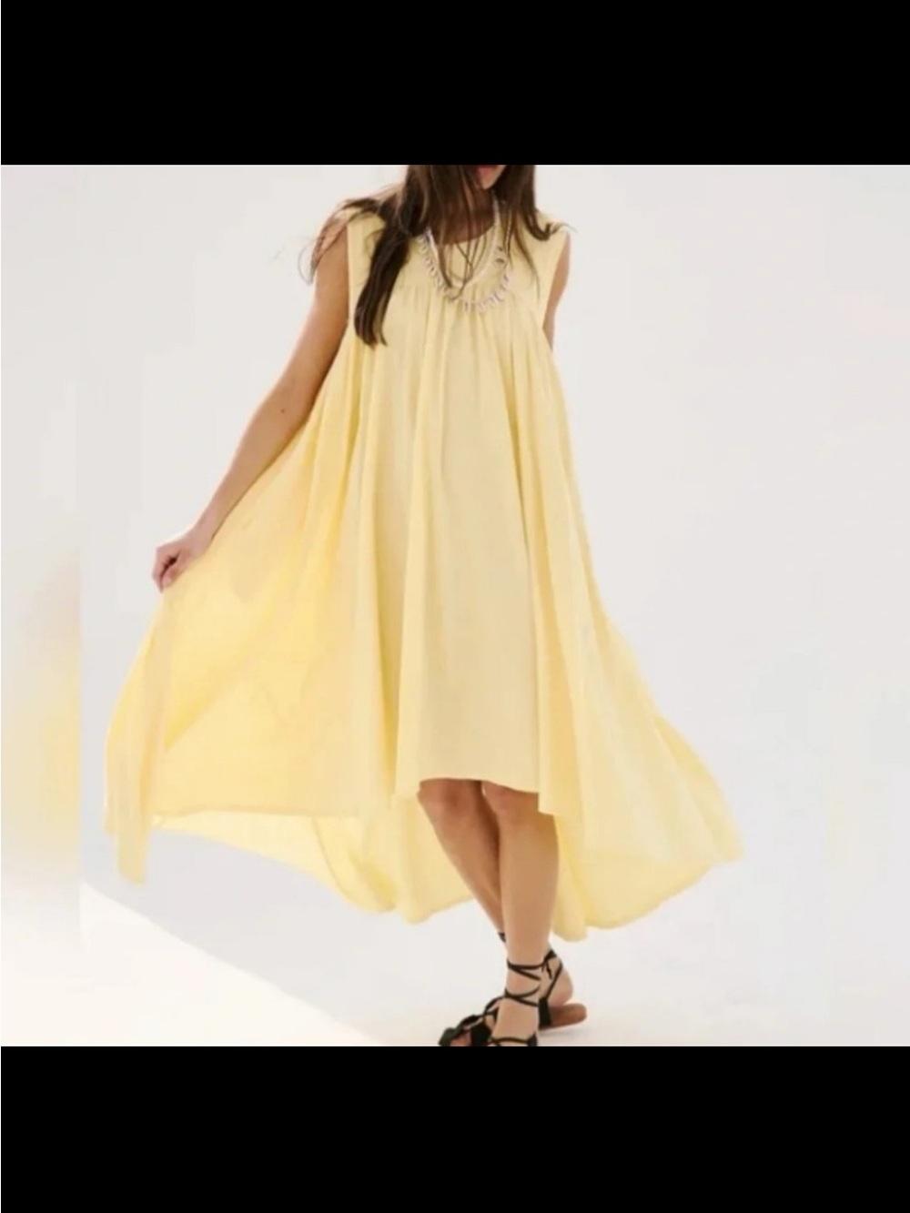 Free People Madelyn Midi hi low dress butter yellow vacation summer tank